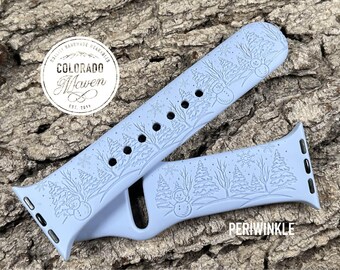 Snowman Winter Wonderland Silicone Watch Band Laser Engraved, Apple Watch Compatible Series 1-11, SE 1-3 & Ultra 1-3