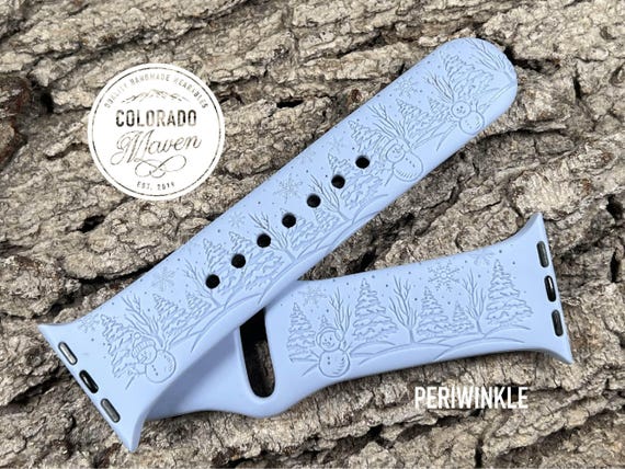 Snowman Winter Wonderland Silicone Watch Band Laser Engraved, Apple Watch Compatible Series 1-11, SE 1-3 & Ultra 1-3