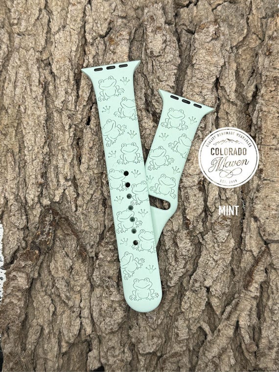 Frog Lover Silicone Watch Band Laser Engraved, Apple Watch Compatible Series 1-11, SE 1-3 & Ultra 1-3