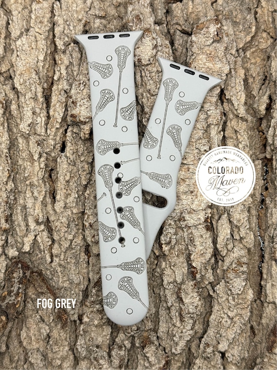 Lacrosse Design Band Laser Engraved, Apple Watch Compatible 38/40/41mm, 42/44/45mm, Series 1,2,3,4,5,6,7,8,9,SE,SE2