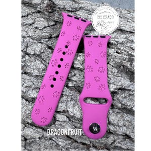 Dog Paw Print Silicone Watch Band Laser Engraved, Apple Watch Compatible Series 1-11, SE 1-3 & Ultra 1-3 image 3
