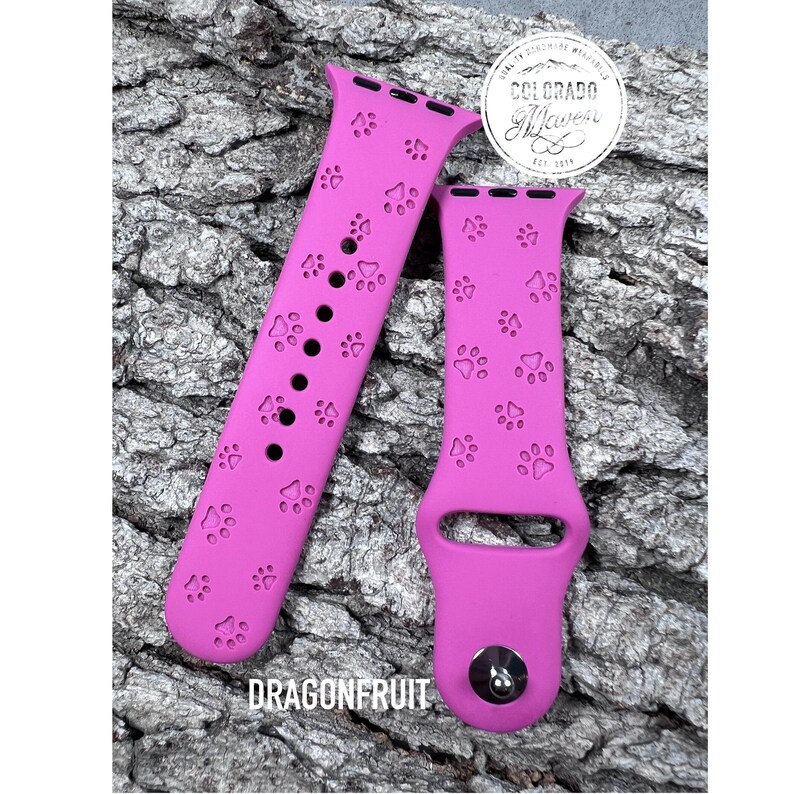 Dog Paw Print Silicone Watch Band Laser Engraved, Apple Watch Compatible Series 1-11, SE 1-3 & Ultra 1-3 image 3