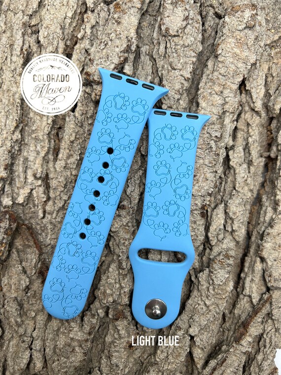 Dog Paw Heart Watch Band Silicone Laser Engraved, Apple Watch Compatible 38/40/41mm, 42/44/45mm, Series 1,2,3,4,5,6,7,8,9,SE,SE2