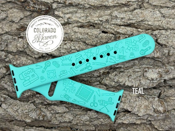 Quilting, Quilt Silicone Watch Band Laser Engraved, Apple Watch Compatible Series 1-11, SE 1-3 & Ultra 1-3