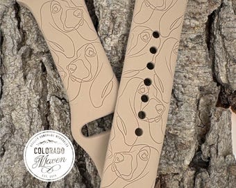 Basset Hound Silicone Watch Band Laser Engraved, Apple Watch Compatible Series 1-11, SE 1-3 & Ultra 1-3