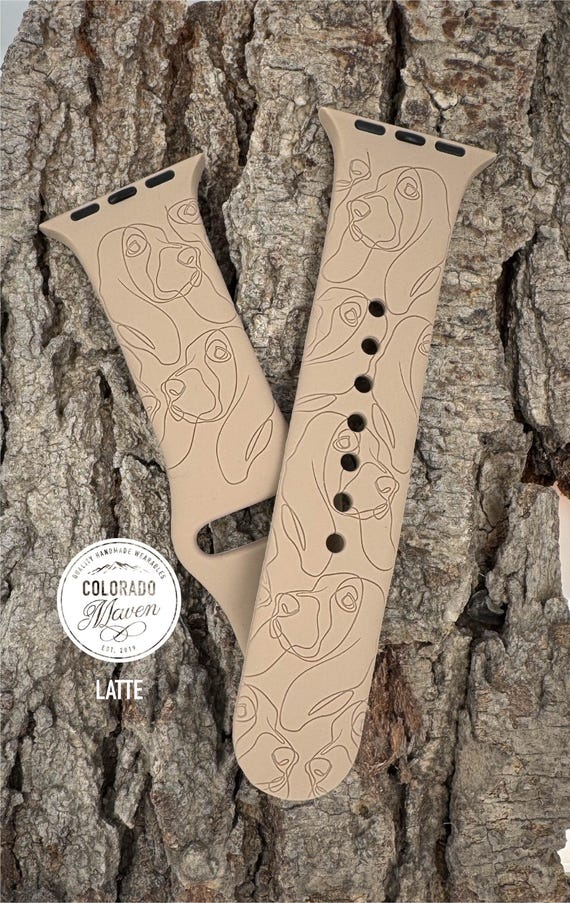 Basset Hound Silicone Watch Band Laser Engraved, Apple Watch Compatible Series 1-11, SE 1-3 & Ultra 1-3