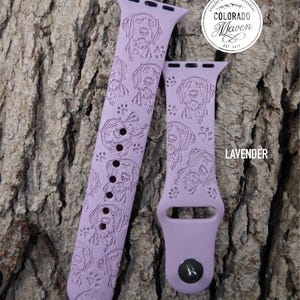 German Wire-Haired Dog Silicone Watch Band Laser Engraved, Apple Watch Compatible Series 1-11, SE 1-3 & Ultra 1-3