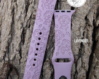 German Wire-Haired Dog Silicone Watch Band Laser Engraved, Apple Watch Compatible Series 1-11, SE 1-3 & Ultra 1-3