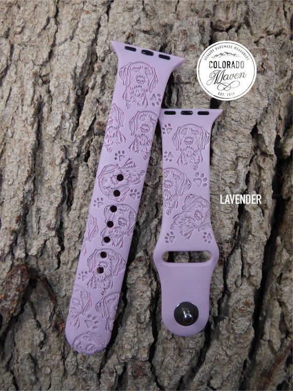 German Wire-Haired Dog Silicone Watch Band Laser Engraved, Apple Watch Compatible Series 1-11, SE 1-3 & Ultra 1-3