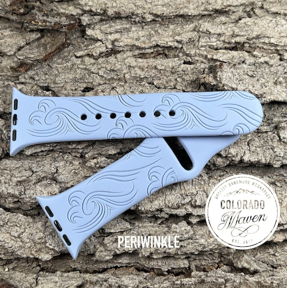 Waves, Ocean Waves, Boho Waves Silicone Watch Band Laser Engraved, Apple Watch Compatible Series 1-11, SE 1-3 & Ultra 1-3
