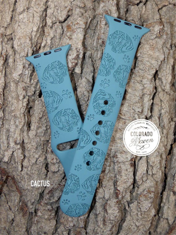 German Short Hair Dog Silicone Watch Band Laser Engraved, Apple Watch Compatible Series 1-11, SE 1-3 & Ultra 1-3