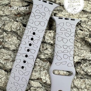 Eye Glasses, Ophthalmology, Silicone Band Laser Engraved, Apple Watch Compatible Series 1-11, SE 1-3 & Ultra 1-3