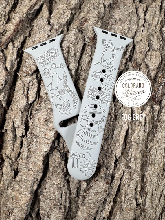 Physical Therapy Silicone Watch Band Laser Engraved, Apple Watch Compatible Series 1-11, SE 1-3 & Ultra 1-3