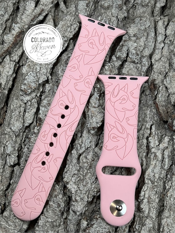 Husky Dog Silicone Band Laser Engraved, Apple Watch Compatible 38/40/41mm, 42/44/45mm, Series 1,2,3,4,5,6,7,8,9,SE,SE2