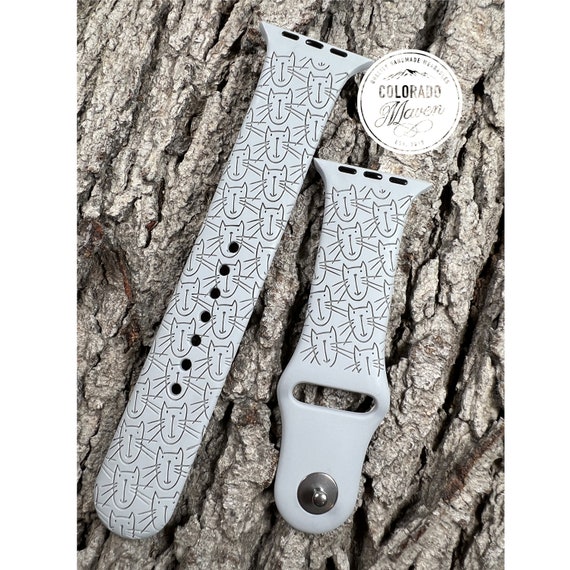 Cat, Kitty Cat, Cat Lover Silicone Band Laser Engraved, Apple Watch Compatible 38/40/41mm, 42/44/45mm, Series 1,2,3,4,5,6,7,8,9,SE,SE2