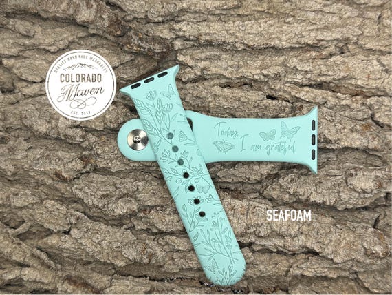 Today I am Grateful Recovery Silicone Watch Band Laser Engraved, Apple Watch Compatible Series 1-11, SE 1-3 & Ultra 1-3