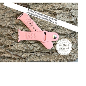 Hope Breast Cancer Watch Band Laser Engraved, Apple Watch Compatible 38/40/41mm, 42/44/45mm, Series 1,2,3,4,5,6,7,8,9,SE,SE2