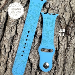 Forget Me Not Silicone Watch Band Laser Engraved, Apple Watch Compatible Series 1-11, SE 1-3 & Ultra 1-3