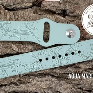 Whale Shark Silicone Watch Band Laser Engraved, Apple Watch Compatible Series 1-12, SE 1-3 & Ultra 1-4