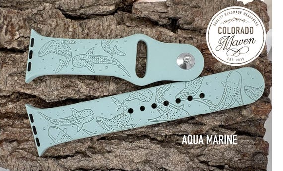 Whale Shark Silicone Watch Band Laser Engraved, Apple Watch Compatible Series 1-12, SE 1-3 & Ultra 1-4