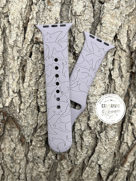 Stingray Silicone Watch Band Laser Engraved, Apple Watch Compatible 38/40/41mm, 42/44/45mm, Series 1,2,3,4,5,6,7,8,9,SE,SE2