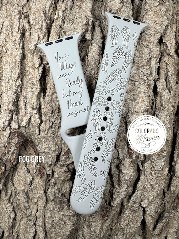 Angel Wings, Your Wings Were Ready Silicone Watch Band Laser Engraved, Apple Watch Compatible Series 1-11, SE 1-3 & Ultra 1-3