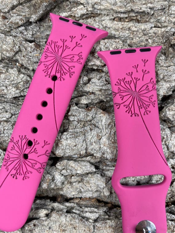 Dandelion Blowing Silicone Watch Band Laser Engraved, Apple Watch Compatible Series 1-11, SE 1-3 & Ultra 1-3