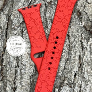 String Lights Christmas Holiday Silicone Watch Band Laser Engraved, Apple Watch Compatible Series 1-11, SE 1-3 & Ultra 1-3