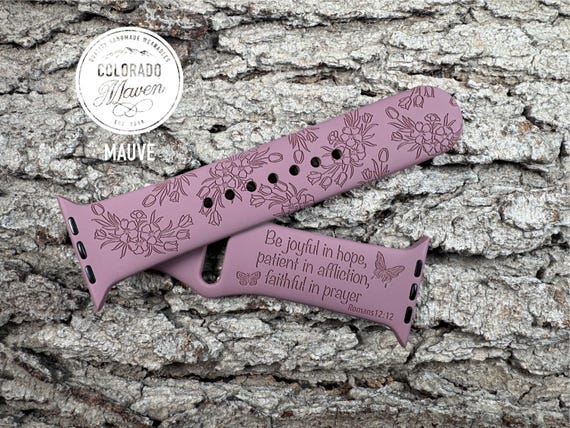 Romans 12:12 Band Laser Engraved, Apple Watch Compatible 38/40/41mm, 42/44/45mm, Series 1,2,3,4,5,6,7,8,9,SE,SE2