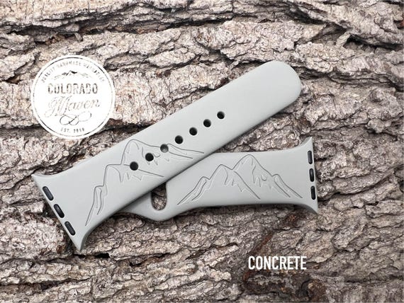 Mountains, Mountain Range Silicone Watch Band Laser Engraved, Apple Watch Compatible Series 1-11, SE 1-3 & Ultra 1-3