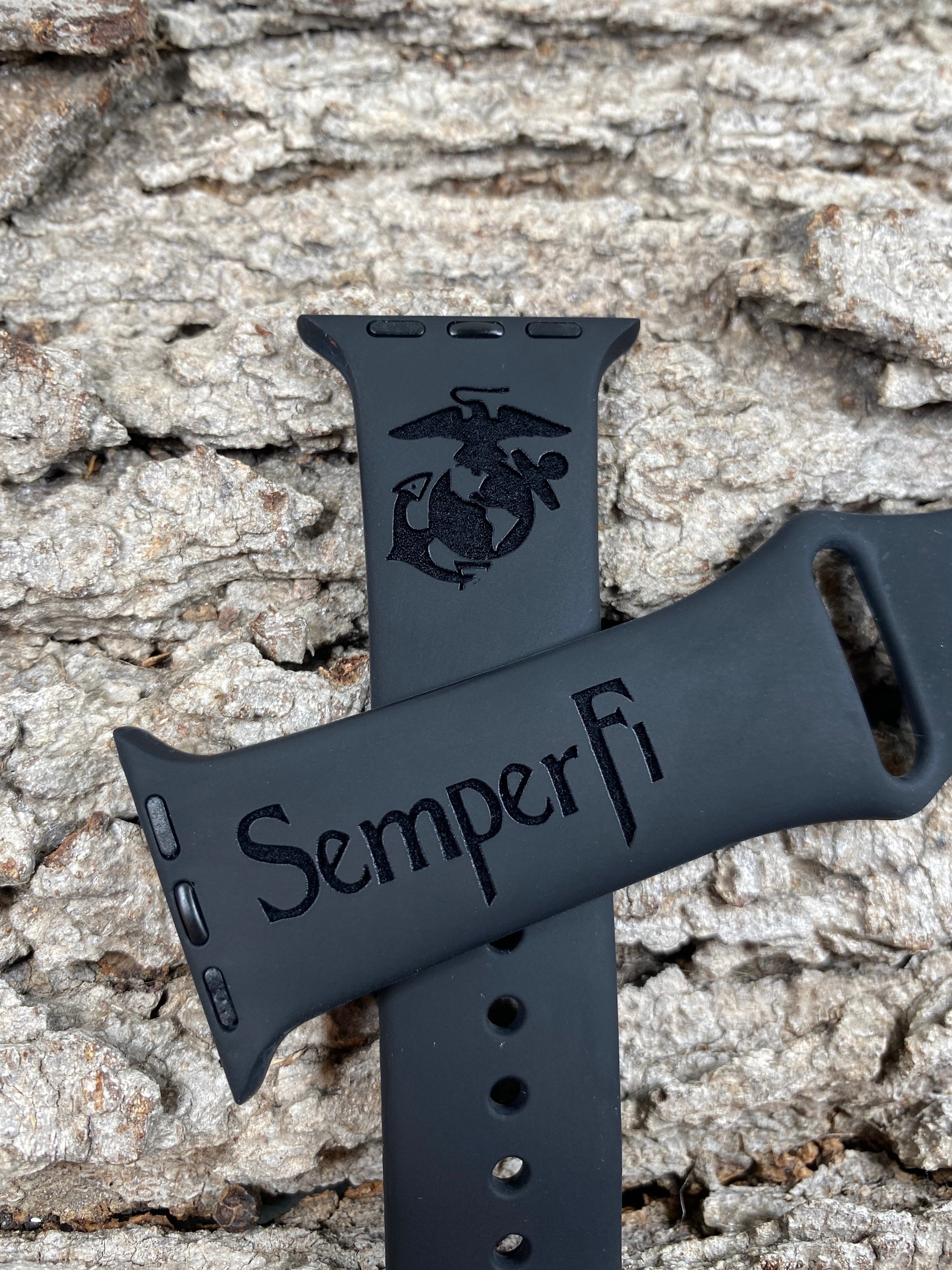 USMC Marine Corp Semper Fi Silicone Watch Band Laser Engraved