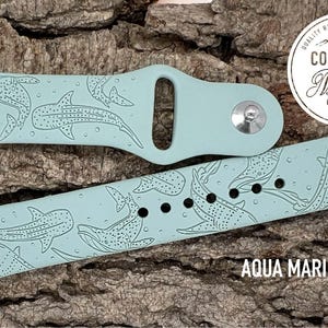 Whale Shark Silicone Watch Band Laser Engraved, Apple Watch Compatible Series 1-11, SE 1-3 & Ultra 1-3