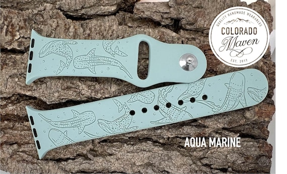 Whale Shark Silicone Watch Band Laser Engraved, Apple Watch Compatible Series 1-11, SE 1-3 & Ultra 1-3