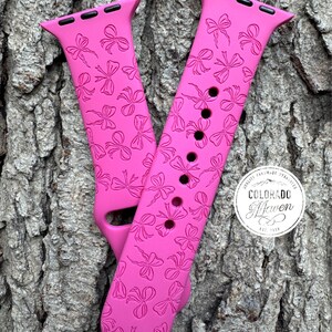 Bow Ribbon Silicone Watch Band Laser Engraved, Apple Watch Compatible Series 1-11, SE 1-3 & Ultra 1-3 Bild 5