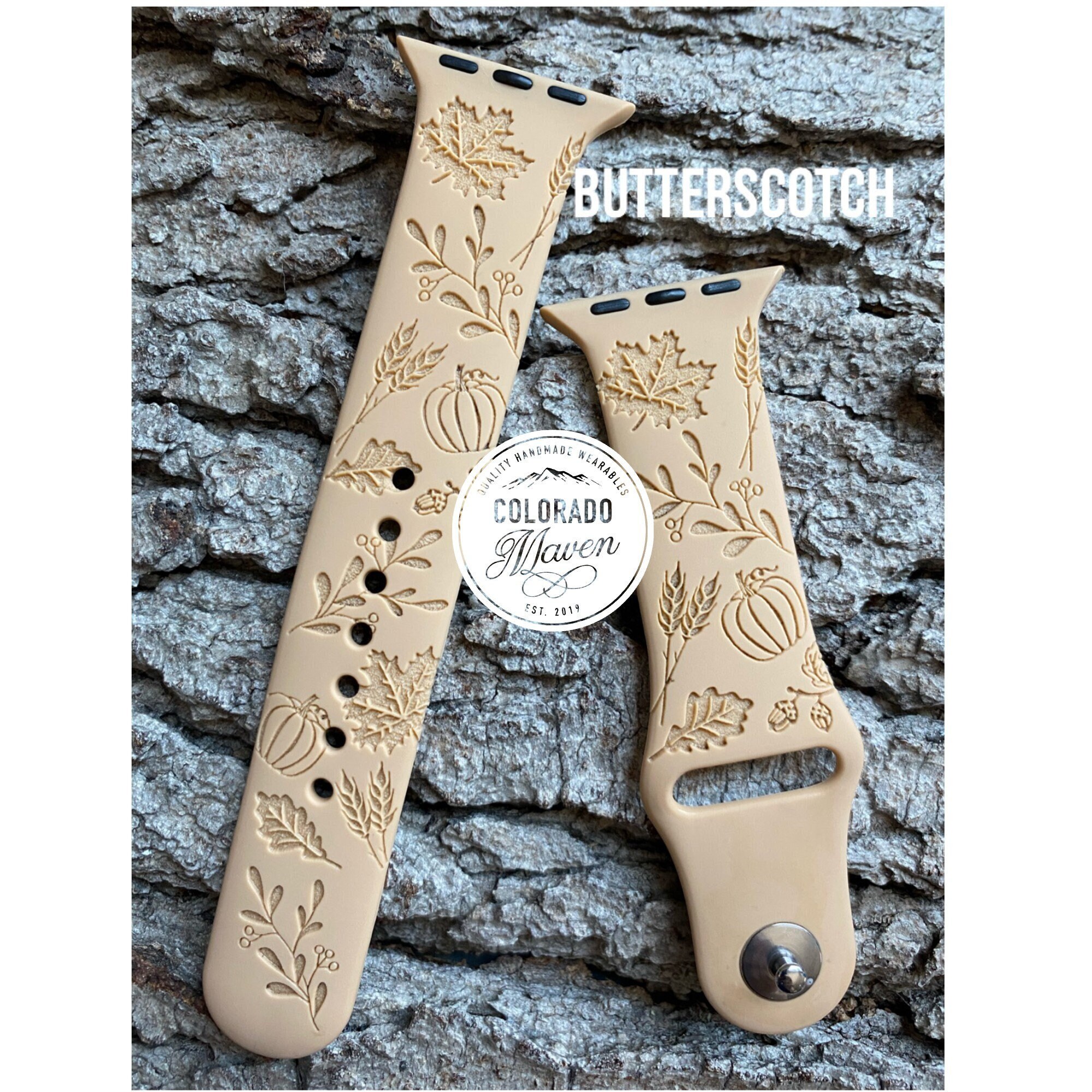 Autumn Fall Design Silicone Watch Band Laser Engraved