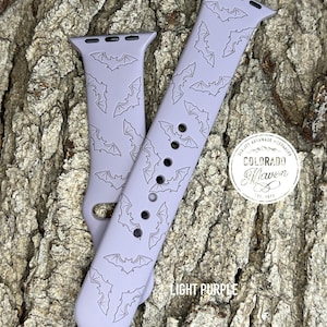 Bats, Bat Halloween Silicone Watch Band Laser Engraved, Apple Watch Compatible Series 1-11, SE 1-3 & Ultra 1-3