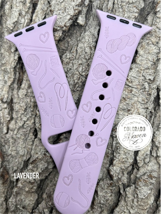 Knitting Silicone Watch Band Laser Engraved, Apple Watch Compatible Series 1-11, SE 1-3 & Ultra 1-3