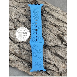 Autism, Autism Awareness Silicone Watch Band Laser Engraved, Apple Watch Compatible Series 1-11, SE 1-3 & Ultra 1-3 Bild 3