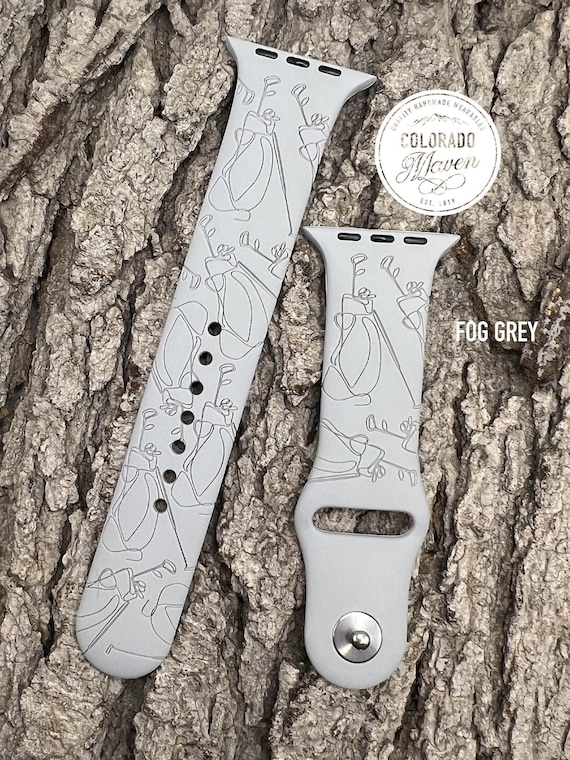 Golf Bag, Golf Silicone Watch Band Laser Engraved, Apple Watch Compatible Series 1-11, SE 1-3 & Ultra 1-3