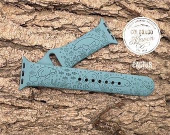 Manatee Sea Life Silicone Watch Band Laser Engraved, Apple Watch Compatible Series 1-11, SE 1-3 & Ultra 1-3