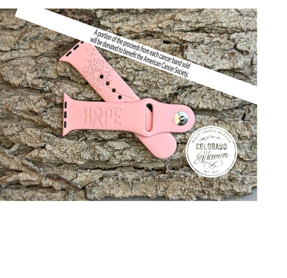 Hope Breast Cancer Silicone Watch Band Laser Engraved, Apple Watch Compatible Series 1-11, SE 1-3 & Ultra 1-3
