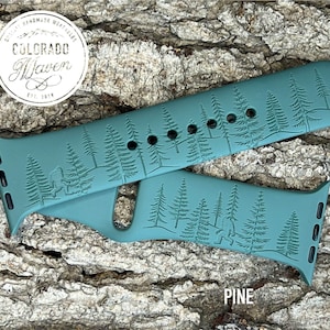 Bigfoot Sasquatch Forest Silicone Watch Band Laser Engraved, Apple Watch Compatible Series 1-11, SE 1-3 & Ultra 1-3