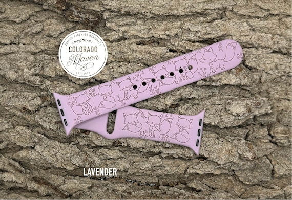 Fox Watch Band Silicone Laser Engraved, Apple Watch Compatible 38/40/41mm, 42/44/45mm, Series 1,2,3,4,5,6,7,8,9,SE,SE2