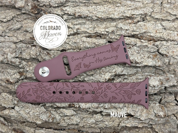 Everything in His Timing Silicone Band Laser Engraved, Apple Watch Compatible 38/40/41mm, 42/44/45mm, Series 1,2,3,4,5,6,7,8,9,SE,SE2