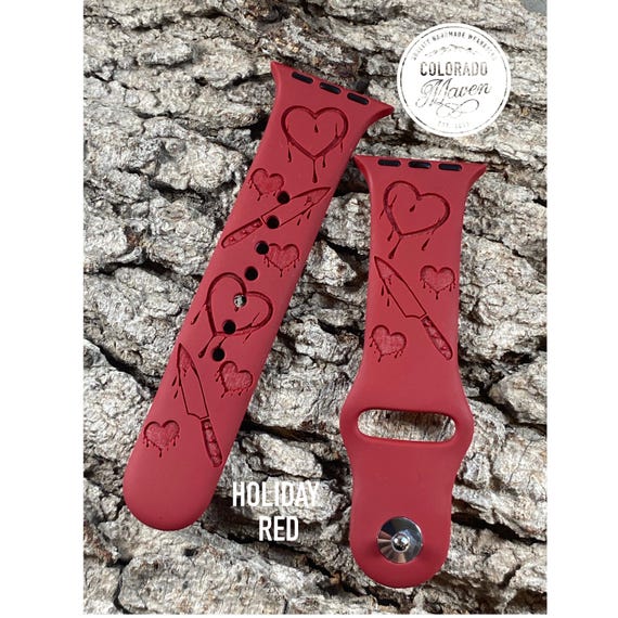 Bleeding Heart Valentine Band Laser Engraved, Apple Watch Compatible Series 1-11, SE 1-3 & Ultra 1-3