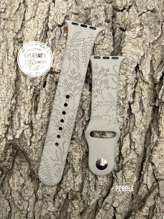 Herb Garden Watch Band Silicone Laser Engraved, Apple Watch Compatible 38/40/41mm, 42/44/45mm, Series 1,2,3,4,5,6,7,8,9,SE,SE2