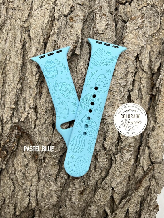 Easter Egg Silicone Watch Band Laser Engraved, Apple Watch Compatible Series 1-11, SE 1-3 & Ultra 1-3