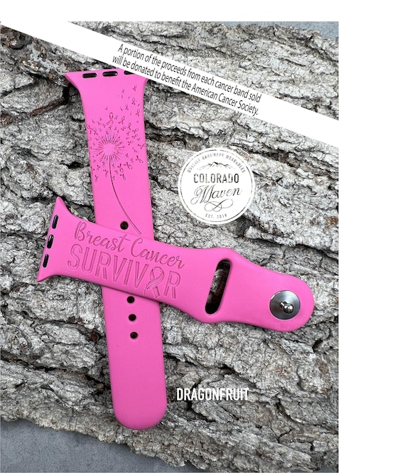 Breast Cancer Survivor Silicone Watch Band Laser Engraved, Apple Watch Compatible Series 1-11, SE 1-3 & Ultra 1-3