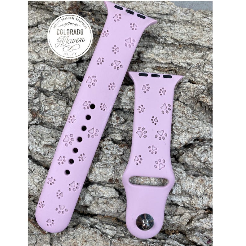 Dog Paw Print Silicone Watch Band Laser Engraved, Apple Watch Compatible Series 1-11, SE 1-3 & Ultra 1-3 image 5