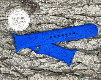 Shark Silicone Silicone Watch Band Laser Engraved, Apple Watch Compatible Series 1-11, SE 1-3 & Ultra 1-3